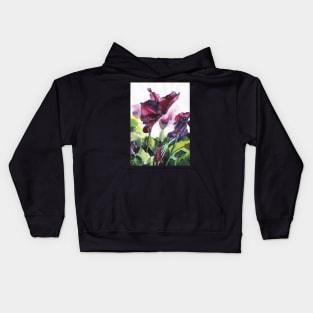 Cyclamen watercolor, pink flowers Kids Hoodie